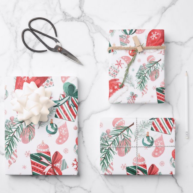 Festive Christmas Gift Wrapping Paper Sheets (Front)