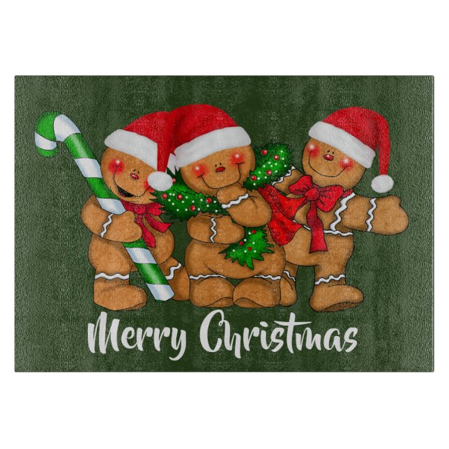 Festive Christmas gingerbread add message cutting Board (Front)