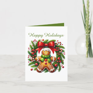 Festive Christmas gingerbread add message Holiday Card