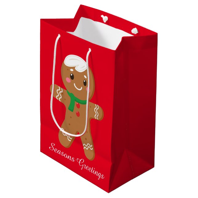 Festive Christmas gingerbread add text Medium Gift Bag (Front Angled)