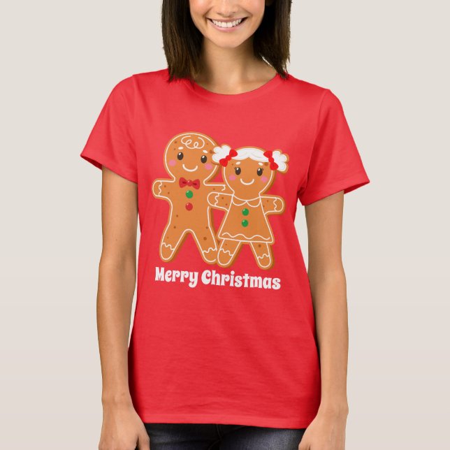 Festive Christmas gingerbread add text T-Shirt (Front)