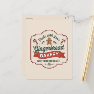 Festive Christmas gingerbread bakery Holiday Postcard