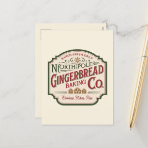Festive Christmas gingerbread company add message Holiday Postcard