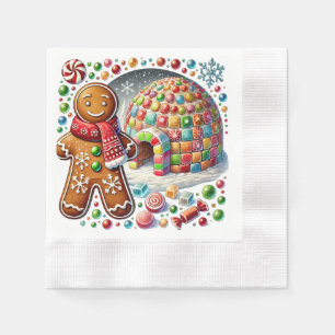 Festive Christmas gingerbread cookie party Napkin