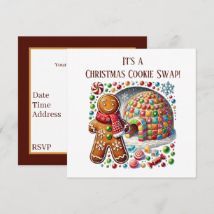 Festive Christmas gingerbread cookie swap Invitation