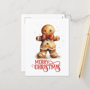Festive Christmas gingerbread cookies add message Holiday Postcard