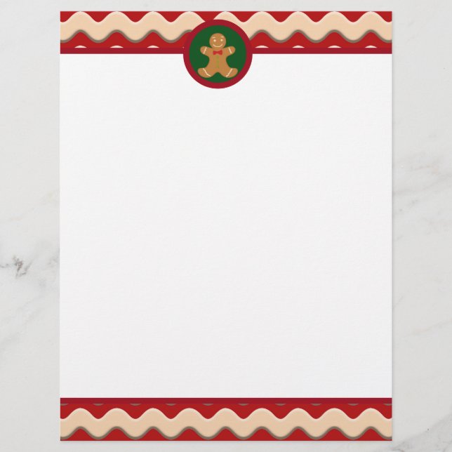 Festive Christmas gingerbread Holiday Custom Letterhead (Front)