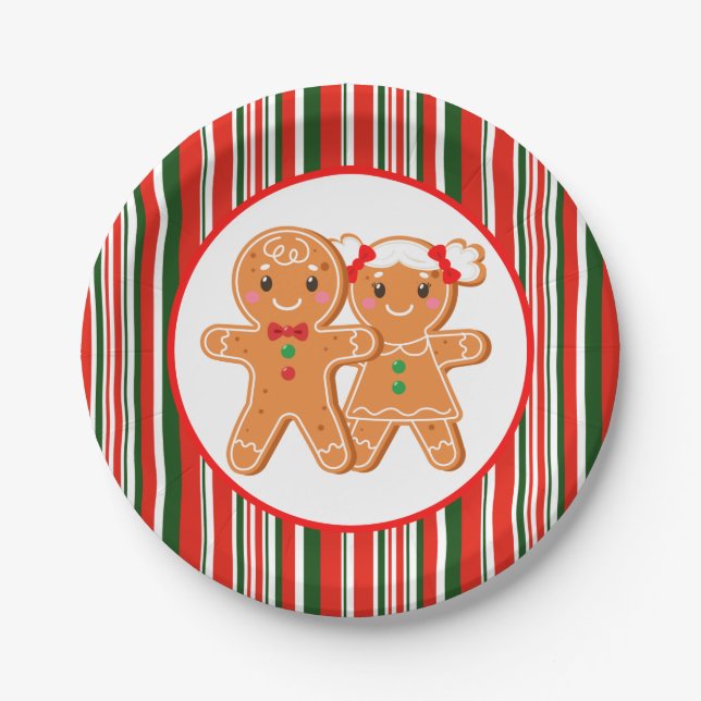 Festive Christmas gingerbread Holiday party Paper Plate (Front)