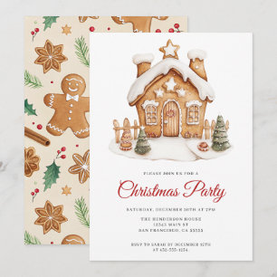 Festive Christmas Gingerbread House Holiday Party Invitation