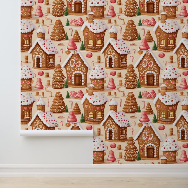 Festive Christmas gingerbread house Wallpaper (Application)