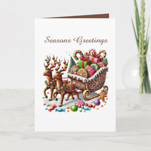 Festive Christmas gingerbread sleigh customisable Holiday Card