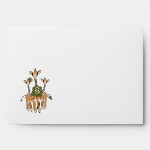 Festive Christmas Giraffe, red green wreath Envelope