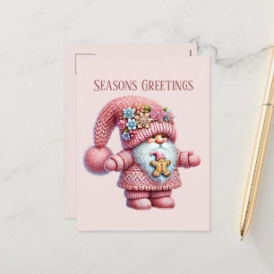 Festive Christmas gnome add message Holiday Postcard