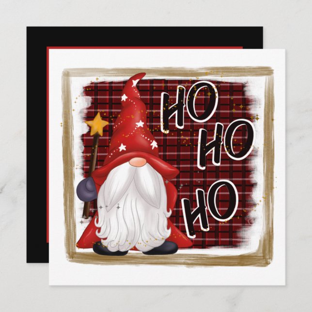 festive Christmas gnome add sentiment Holiday Card (Front/Back)