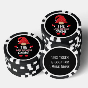 Festive Christmas gnome free wine drink Poker Chips