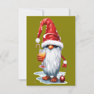 Festive Christmas Gnome Gonk Holding A Glass Invitation