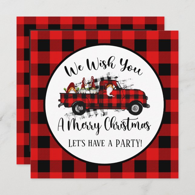 festive Christmas gnome Holiday  Invitation (Front/Back)