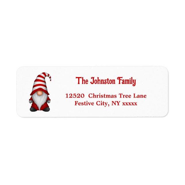 Festive Christmas Gnome Holiday Return Address (Front)