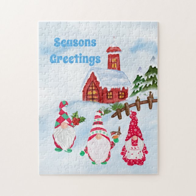 Festive Christmas gnomes Holiday Jigsaw Puzzle (Vertical)