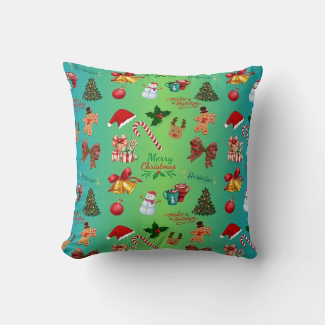 Festive Christmas Graphics Cushion (Front)