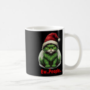 Festive Christmas Green Cat Ew People Funny Cat Coffee Mug