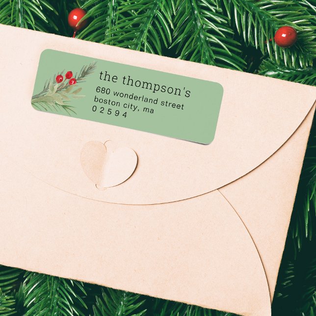 Festive Christmas Greenery Photo Address (Festive Christmas Greenery Photo Address Label)