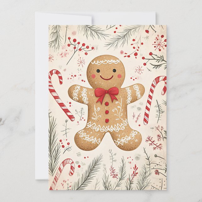 Festive Christmas Greeting Card Gingerbread Man (Front)