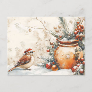 Festive Christmas Greeting vintage Christmas Scene Postcard