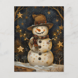 Festive Christmas Greeting with Snowman Postcard