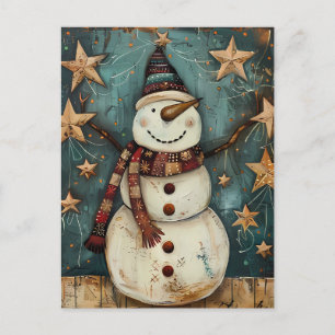 Festive Christmas Greeting with Snowman Postcard