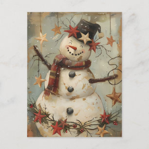 Festive Christmas Greeting with Snowman Postcard