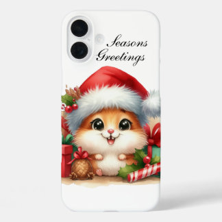 Festive Christmas Hamster customisable iPhone 16 Plus Case