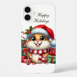 Festive Christmas Hamster customisable  iPhone 16 Plus Case
