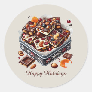 Festive Christmas Happy Holidays candy Classic Round Sticker
