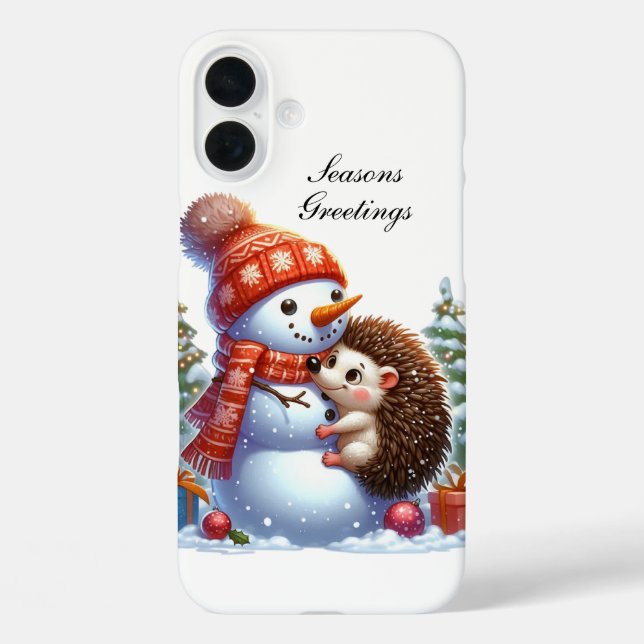 Festive Christmas Hedgehog customisable  Case-Mate iPhone Case (Back)
