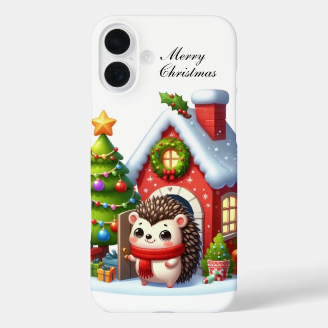 Festive Christmas Hedgehog customisable  Case-Mate iPhone Case (Back)