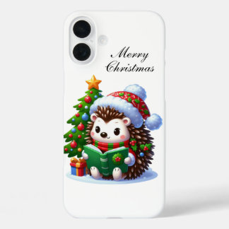 Festive Christmas Hedgehog customisable  iPhone 16 Plus Case
