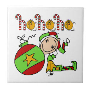 Festive Christmas Ho Ho Ho Holiday Elf Tile