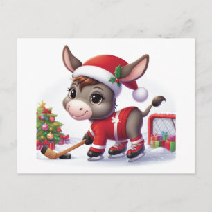 Festive Christmas Hockey Donkey Postcard