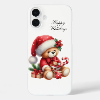 Festive Christmas Holiday bear iPhone 16 Plus Case
