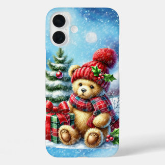 Festive Christmas Holiday bear  iPhone 16 Plus Case