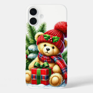 Festive Christmas Holiday bear iPhone 16 Plus Case