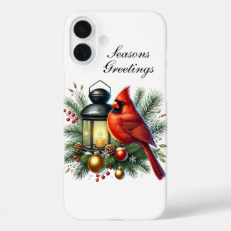 Festive Christmas Holiday Cardinal customisable  iPhone 16 Plus Case