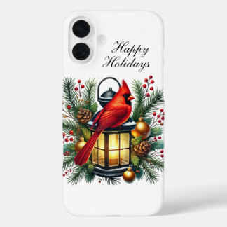 Festive Christmas Holiday Cardinal customisable  iPhone 16 Plus Case