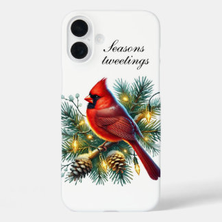 Festive Christmas Holiday Cardinal customisable  iPhone 16 Plus Case