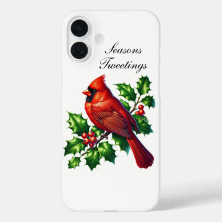 Festive Christmas Holiday Cardinal customisable  iPhone 16 Plus Case