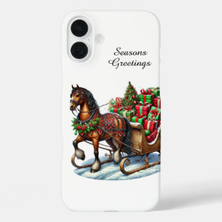 Festive Christmas Holiday customisable horse iPhone 16 Plus Case