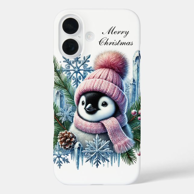Festive Christmas Holiday customisable penguin Case-Mate iPhone Case (Back)