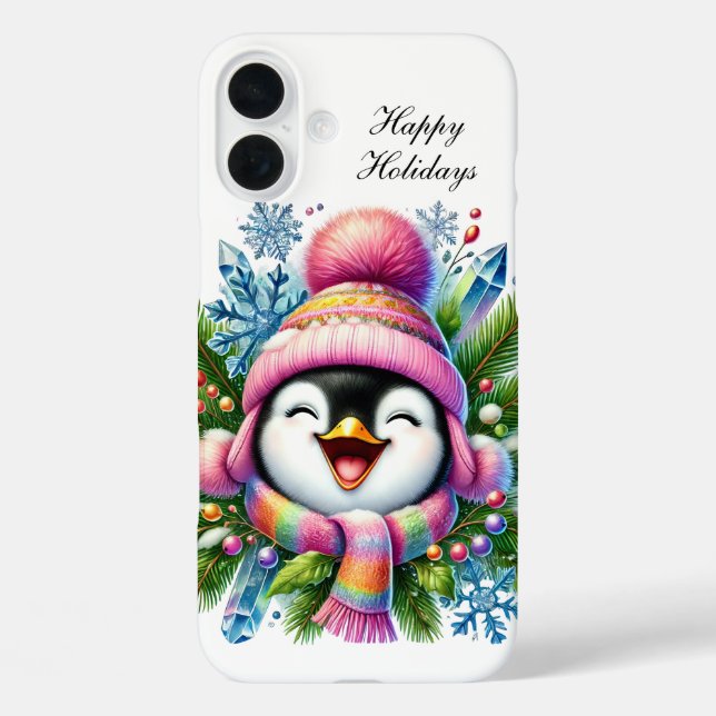 Festive Christmas Holiday customisable penguin  Case-Mate iPhone Case (Back)