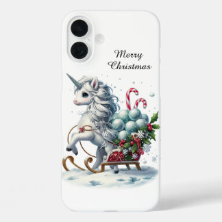 Festive Christmas Holiday customisable unicorn  iPhone 16 Plus Case